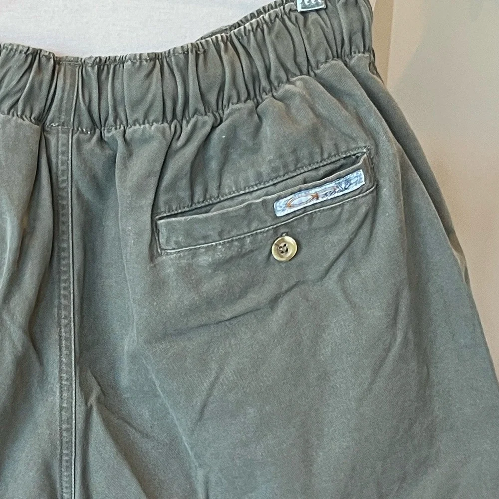Army Green Cotton Shorts Elastic Drawstring Waist